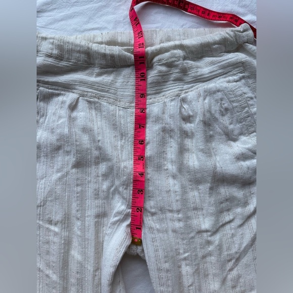 Anthropologie Hei Hei Beach Bound Linen Pull On White and Metallic Pants XS - Picture 11 of 13